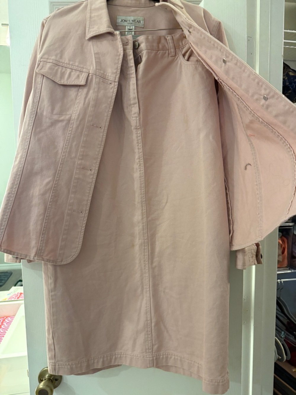 Vintage Jones New York Blush Pink Cotton Jean Jacket and skirt - Picture 3 of 3